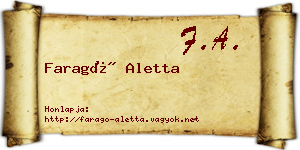 Faragó Aletta névjegykártya