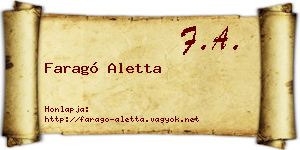 Faragó Aletta névjegykártya